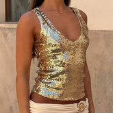 Gold Glitter Sleeveless Top
